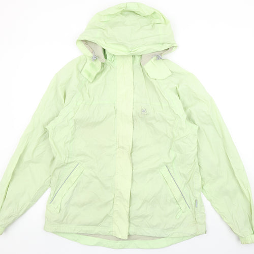 Icepeak Women's Green Hooded Rain Coat Jacket Size 14 Water Resistant