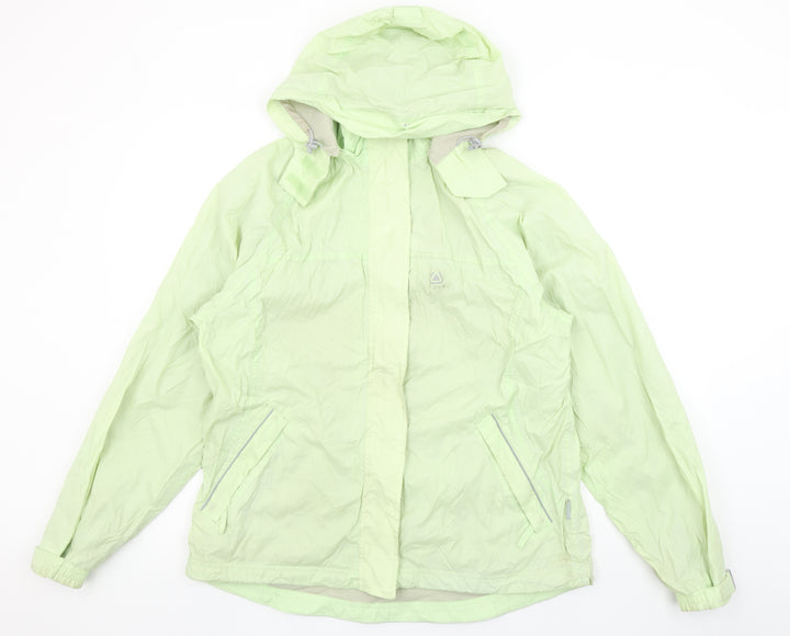 Icepeak Women's Green Hooded Rain Coat Jacket Size 14 Water Resistant