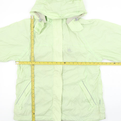 Icepeak Women's Green Hooded Rain Coat Jacket Size 14 Water Resistant