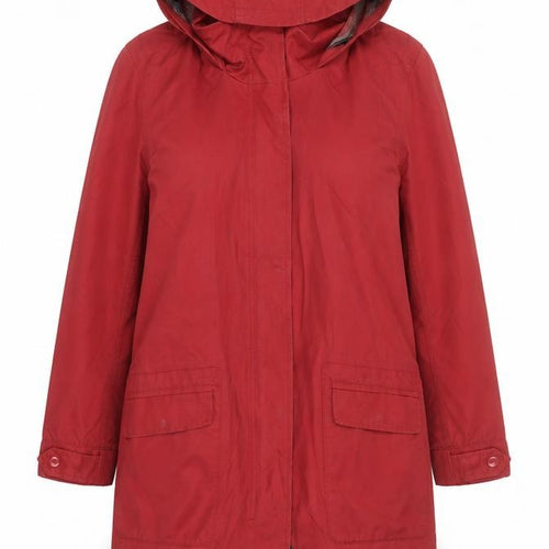 TIGI Womens Red Hooded Parka Coat Size 10 Cotton Blend