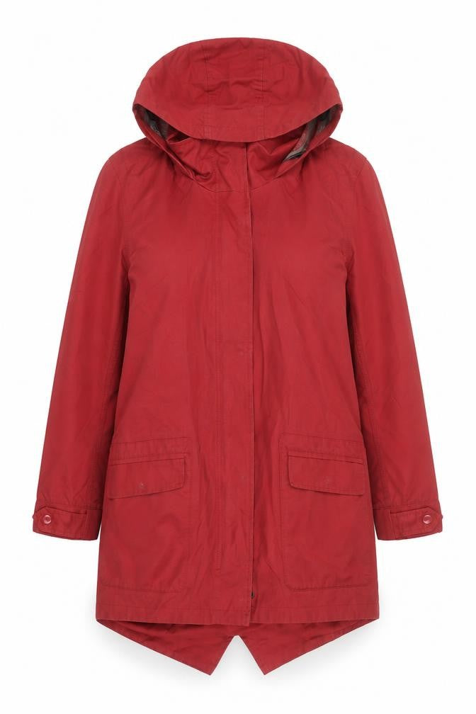 TIGI Womens Red Hooded Parka Coat Size 10 Cotton Blend