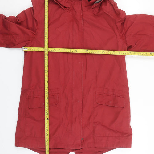 TIGI Womens Red Hooded Parka Coat Size 10 Cotton Blend