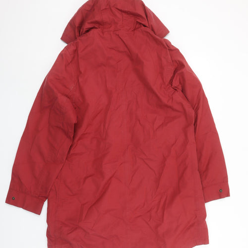 TIGI Womens Red Hooded Parka Coat Size 10 Cotton Blend