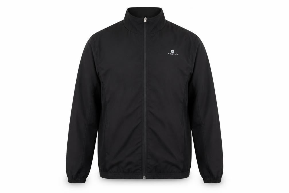 Front view of Domyos Men’s Black Softshell Lightweight Full Zip Jacket L