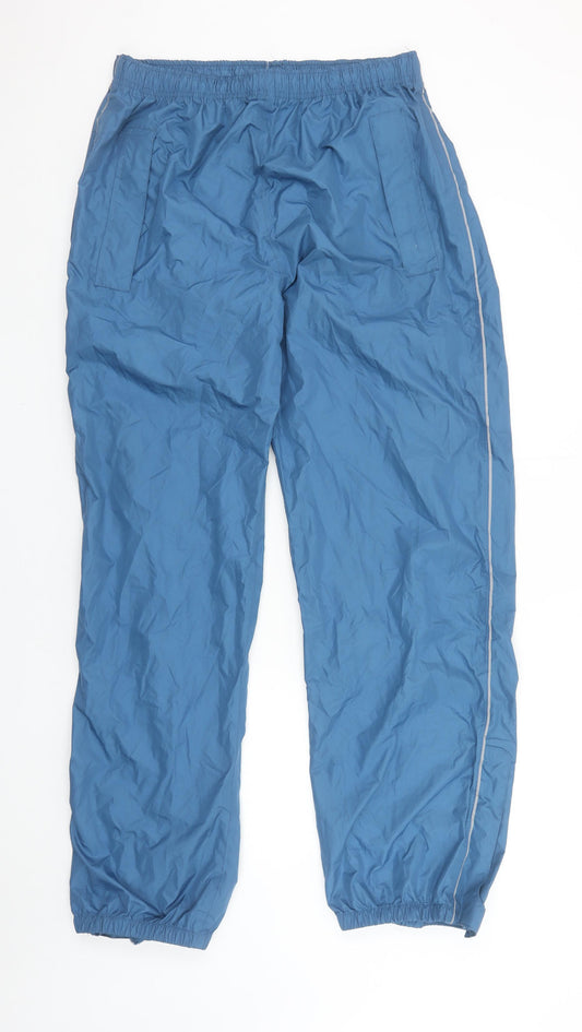 Crane Mens Blue Windbreaker Trousers L 36in Waist Elasticated Lightweight