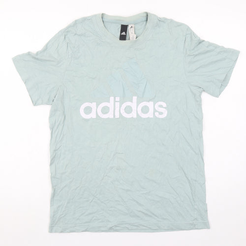 Adidas Men's Green Graphic Logo Cotton T-Shirt Size M