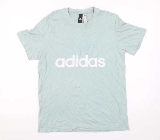 Adidas Men's Green Graphic Logo Cotton T-Shirt Size M