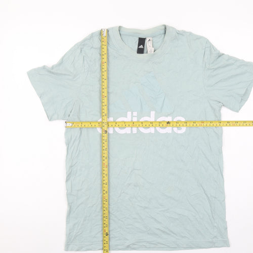 Adidas Men's Green Graphic Logo Cotton T-Shirt Size M