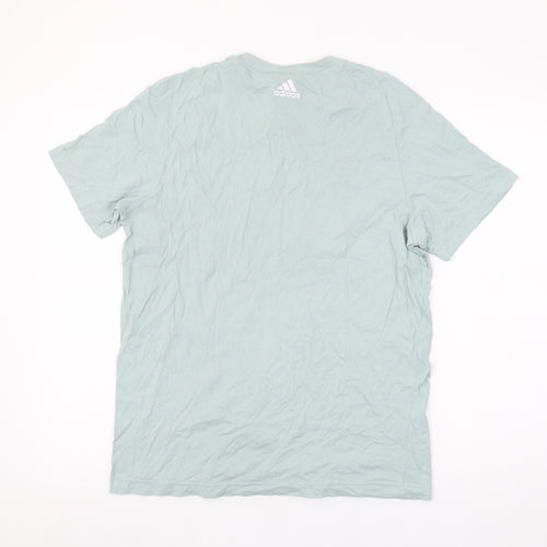Adidas Men's Green Graphic Logo Cotton T-Shirt Size M
