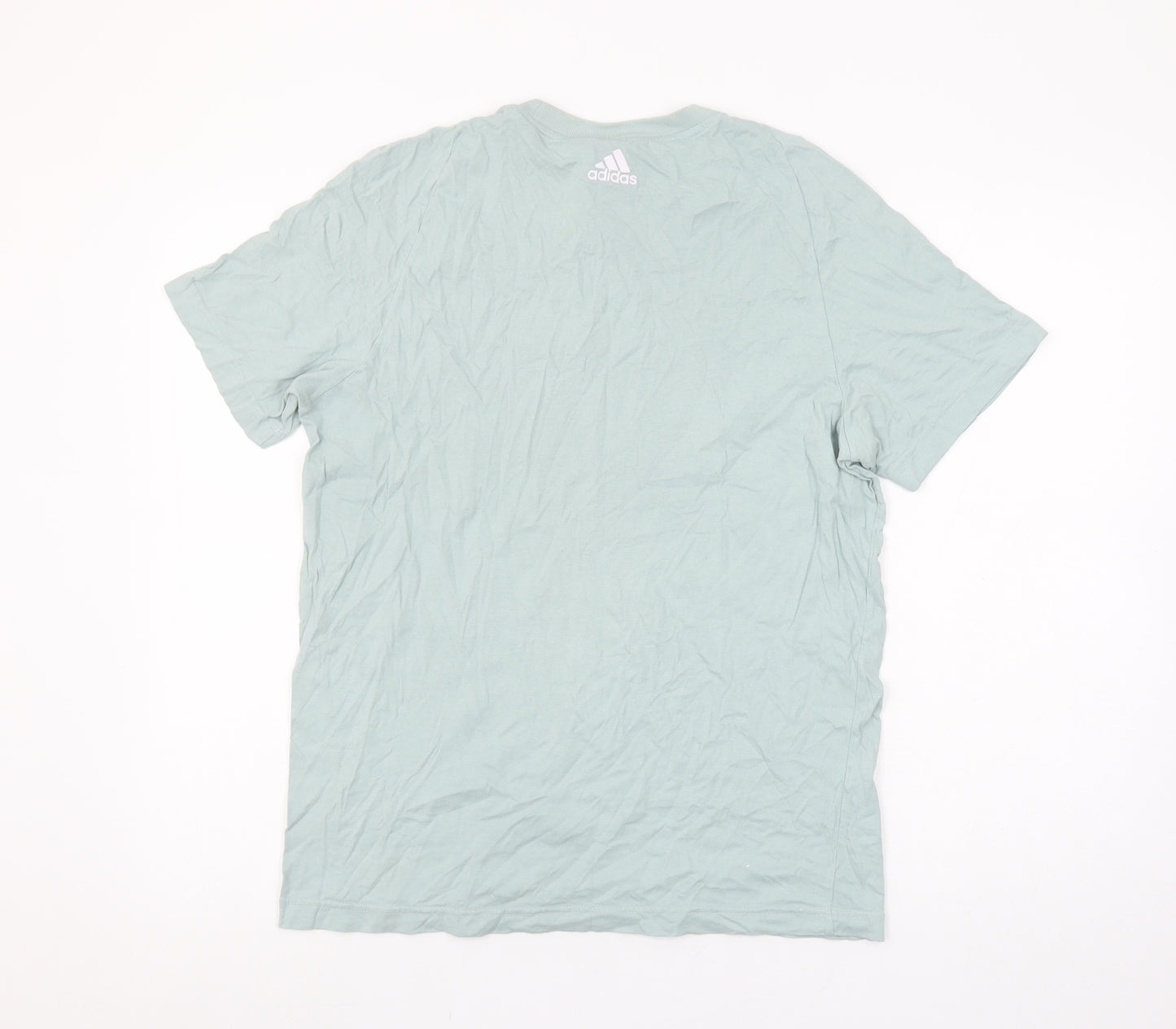 Adidas Men's Green Graphic Logo Cotton T-Shirt Size M