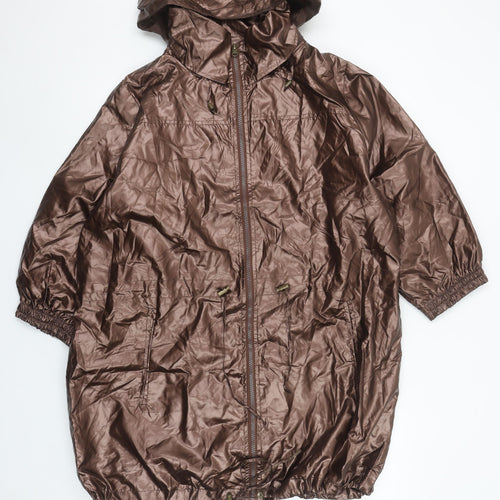 Venca Women Brown Hooded Water Resistant Rain Coat Jacket XL