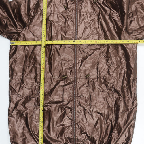 Venca Women Brown Hooded Water Resistant Rain Coat Jacket XL
