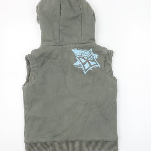 Animal Women's Khaki Size 10 Sleeveless Full Zip Hoodie Vest with Faux Fur Lining