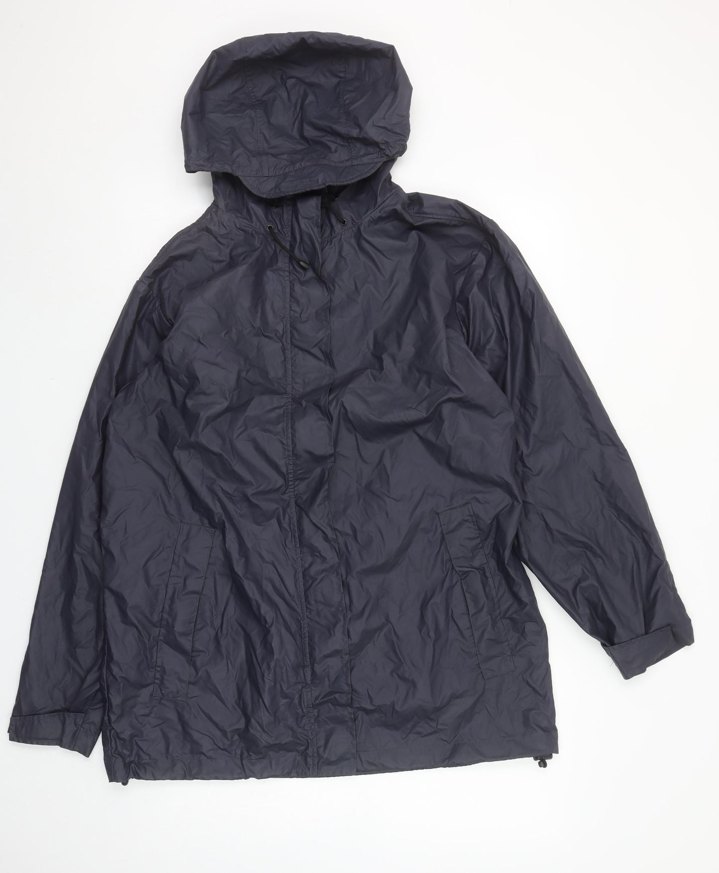 Lands' End Women's Blue Waterproof Hooded Rain Coat Jacket Size 10-12