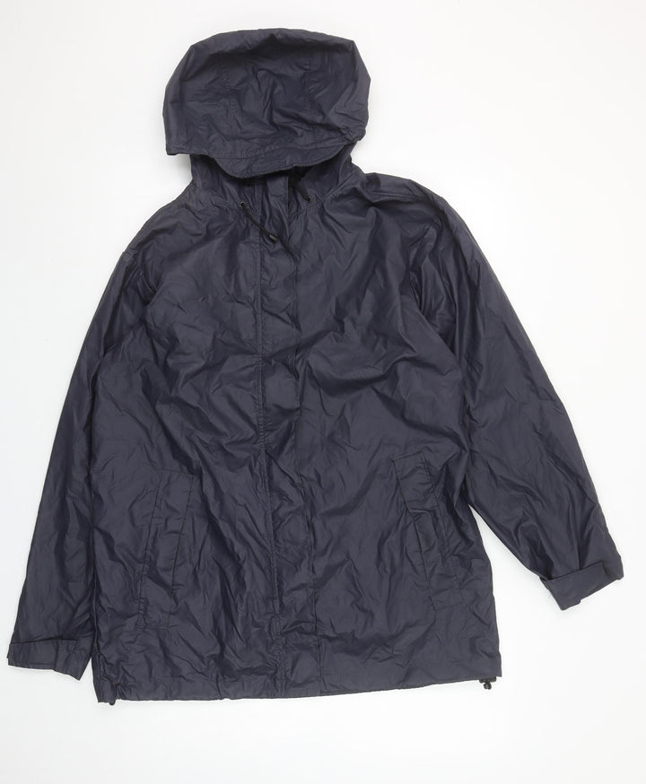 Lands' End Women's Blue Waterproof Hooded Rain Coat Jacket Size 10-12