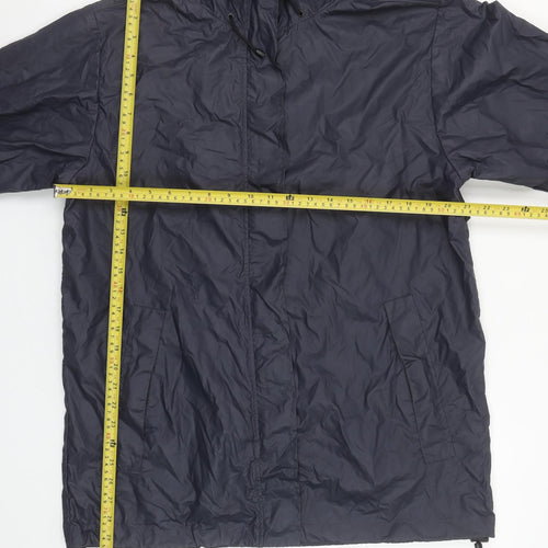 Lands' End Women's Blue Waterproof Hooded Rain Coat Jacket Size 10-12
