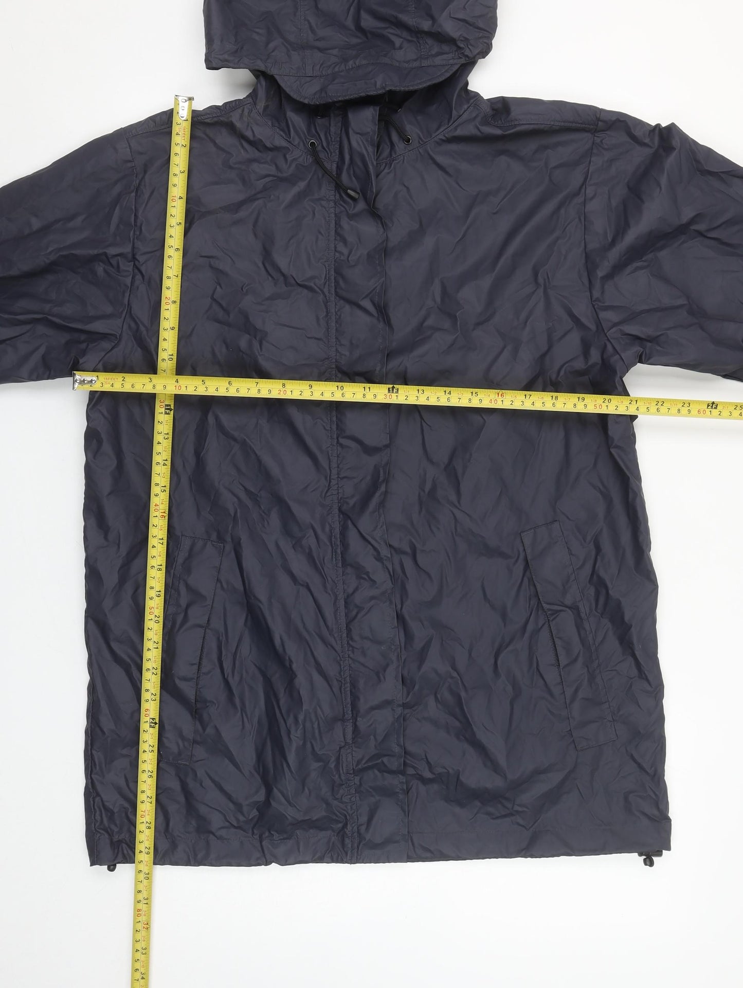 Lands' End Women's Blue Waterproof Hooded Rain Coat Jacket Size 10-12