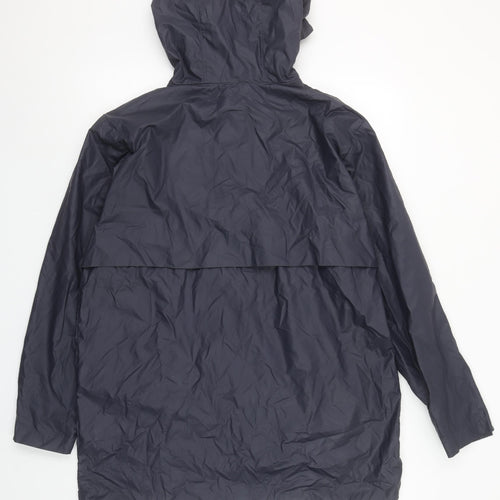 Lands' End Women's Blue Waterproof Hooded Rain Coat Jacket Size 10-12