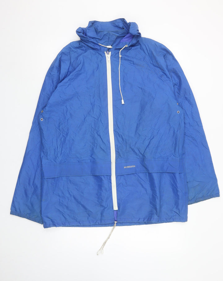 Monsoon Men's Blue Waterproof Hooded Rain Jacket Size S