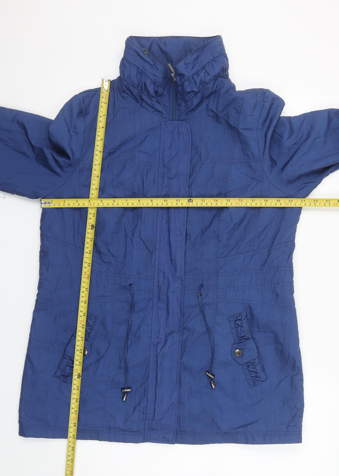 David Emanuel Womens Blue Anorak Jacket Size 14 Lightweight Full Zip