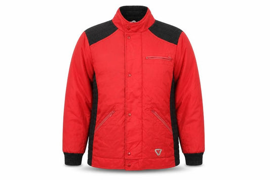 Front view of Vango men’s red nylon retro bomber jacket, size 40, outdoor lined