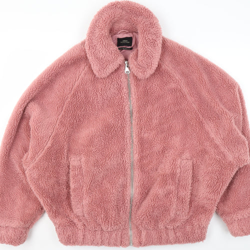 Urban Outfitters Womens Pink Fleece Bomber Jacket XS