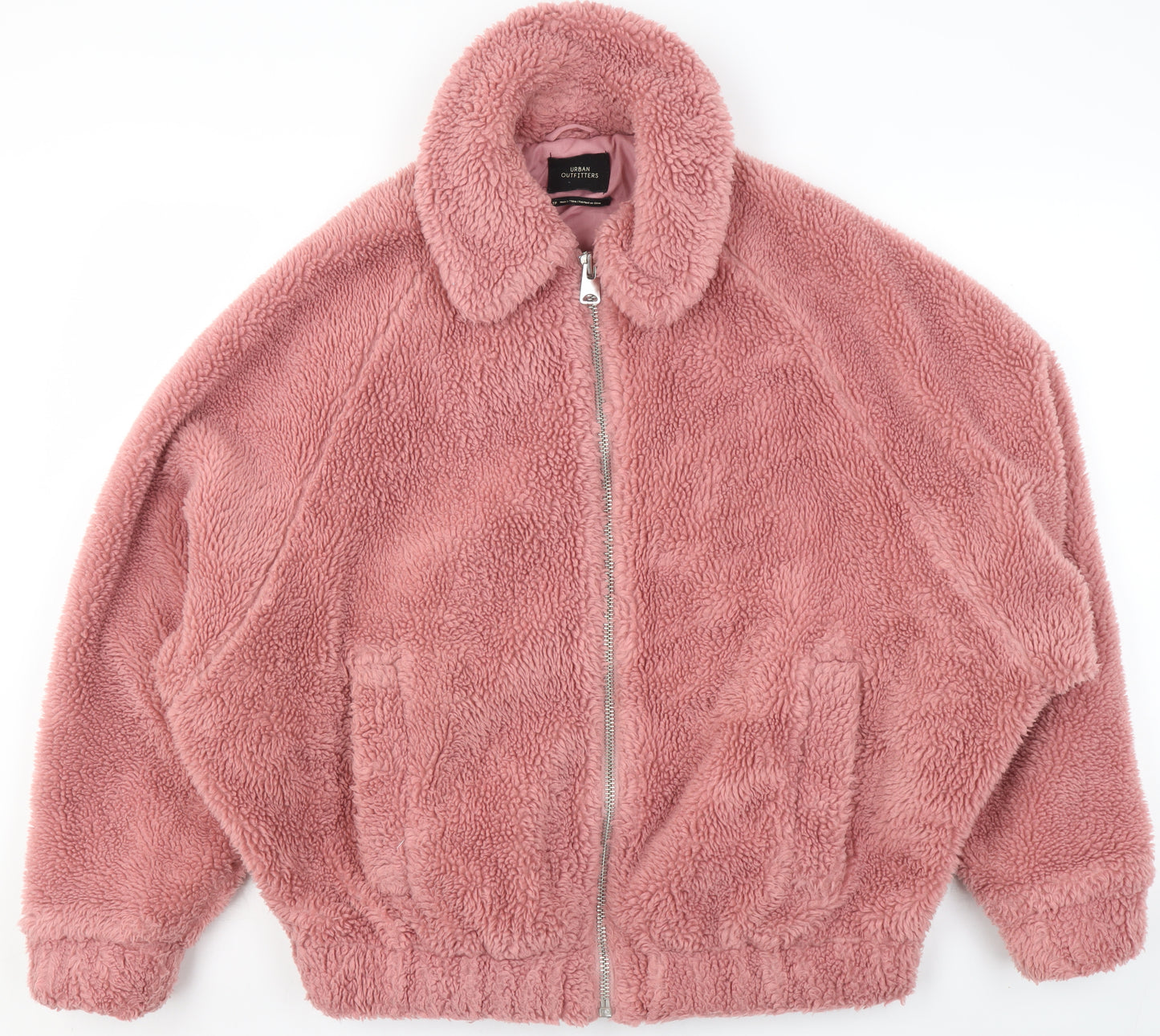 Urban Outfitters Womens Pink Fleece Bomber Jacket XS