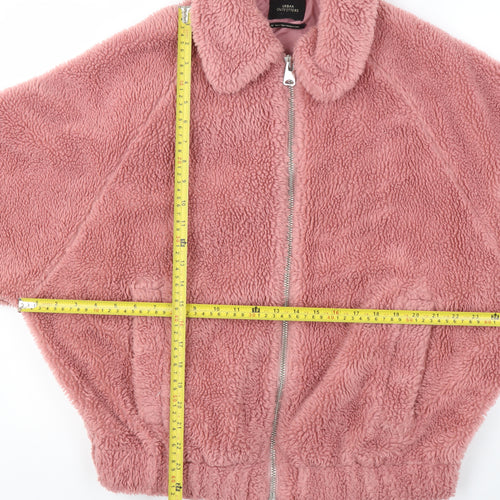 Urban Outfitters Womens Pink Fleece Bomber Jacket XS