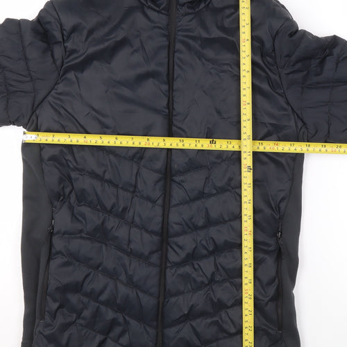 Decathlon Boys Black Hooded Puffer Jacket 14-15 Years Lightweight Winter Coat