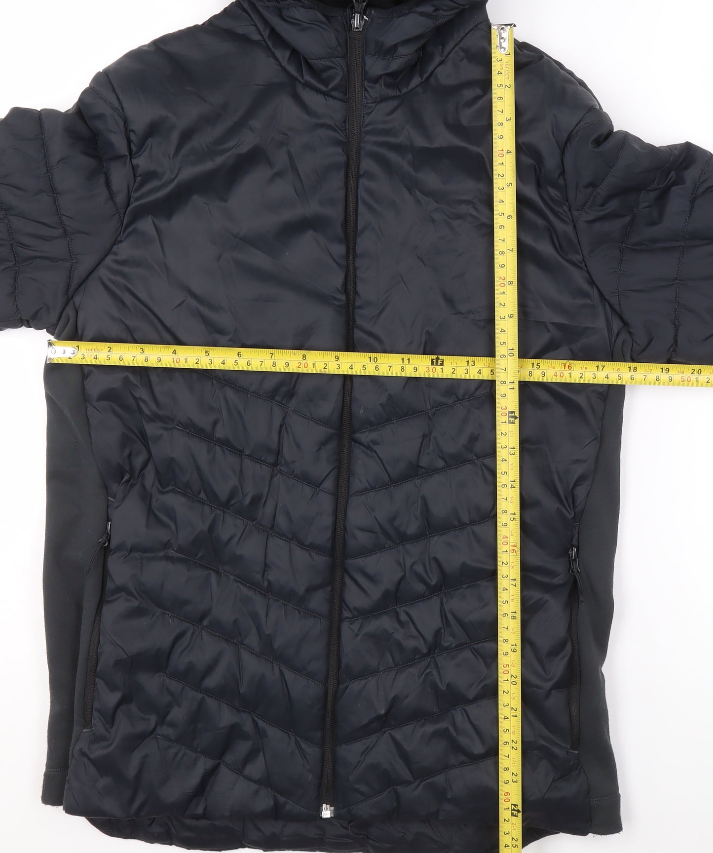 Decathlon Boys Black Hooded Puffer Jacket 14-15 Years Lightweight Winter Coat