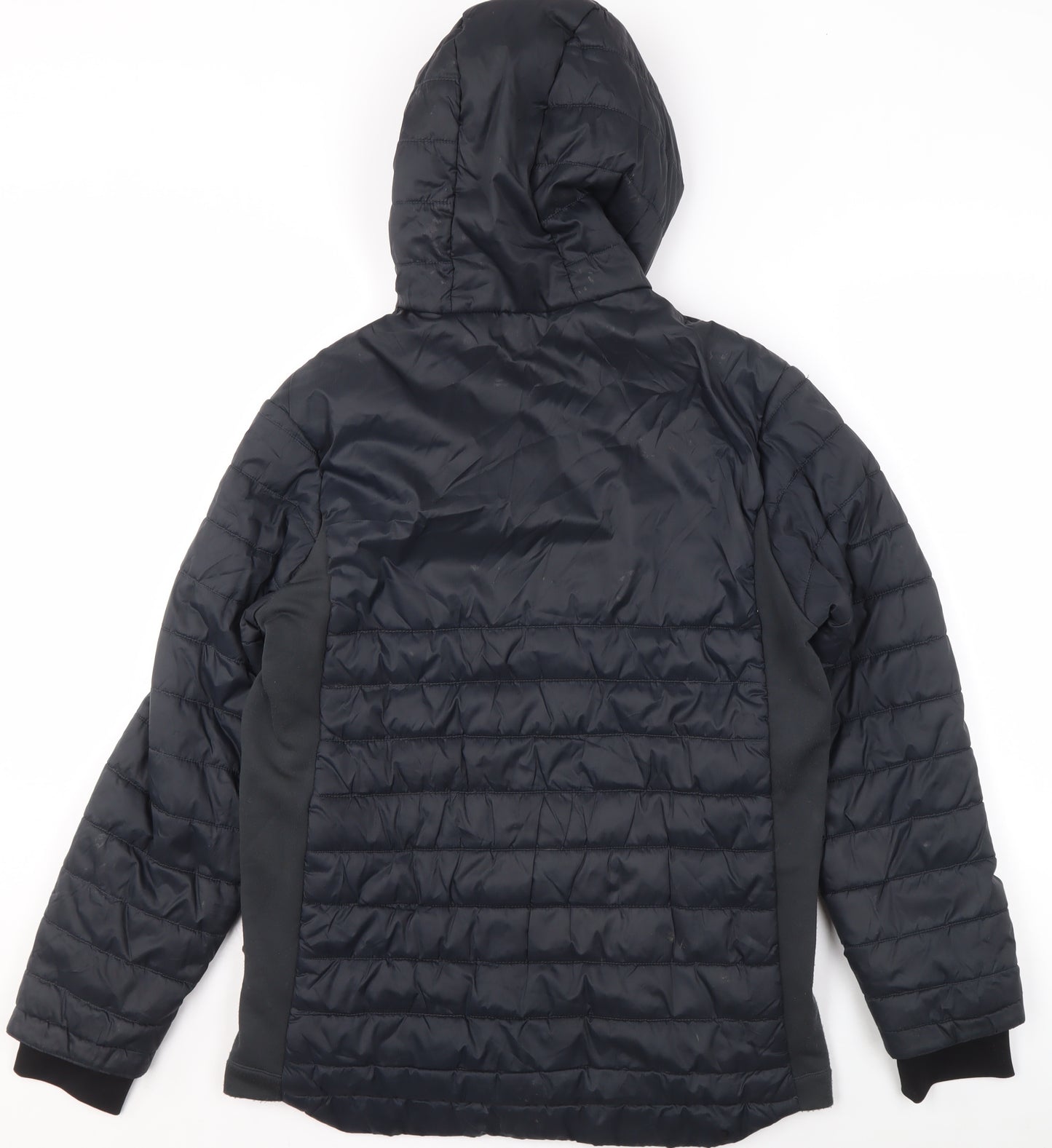 Decathlon Boys Black Hooded Puffer Jacket 14-15 Years Lightweight Winter Coat