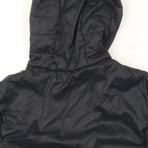 Decathlon Boys Black Hooded Puffer Jacket 14-15 Years Lightweight Winter Coat