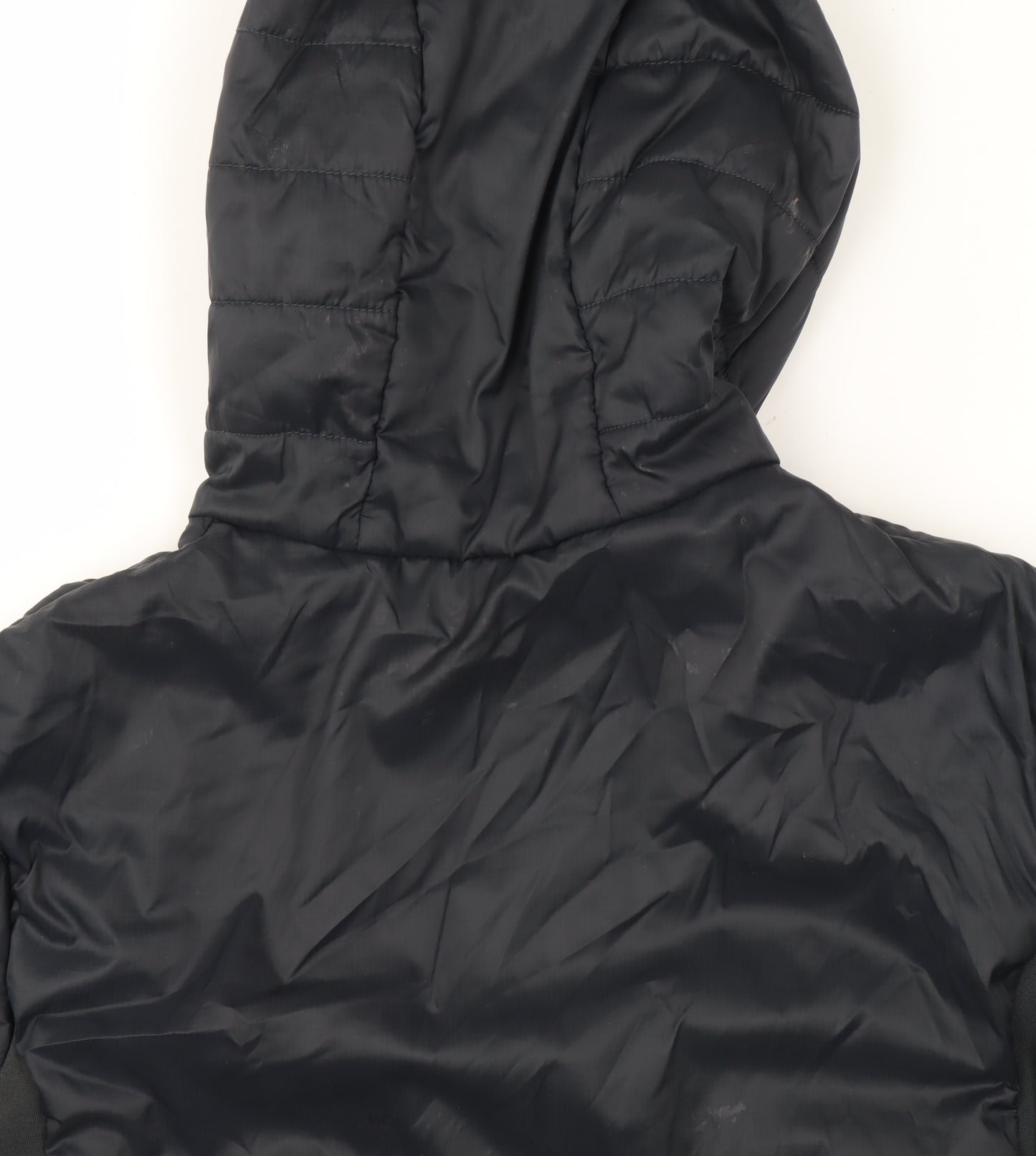 Decathlon Boys Black Hooded Puffer Jacket 14-15 Years Lightweight Winter Coat