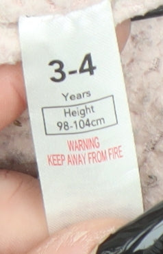 George Girls Grey Polka Dot Hooded Rain Coat 3-4 Years Waterproof Lined Jacket