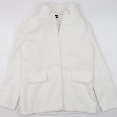 PrettyLittleThing Women’s White Polyester Mid-Length Coat Size 4