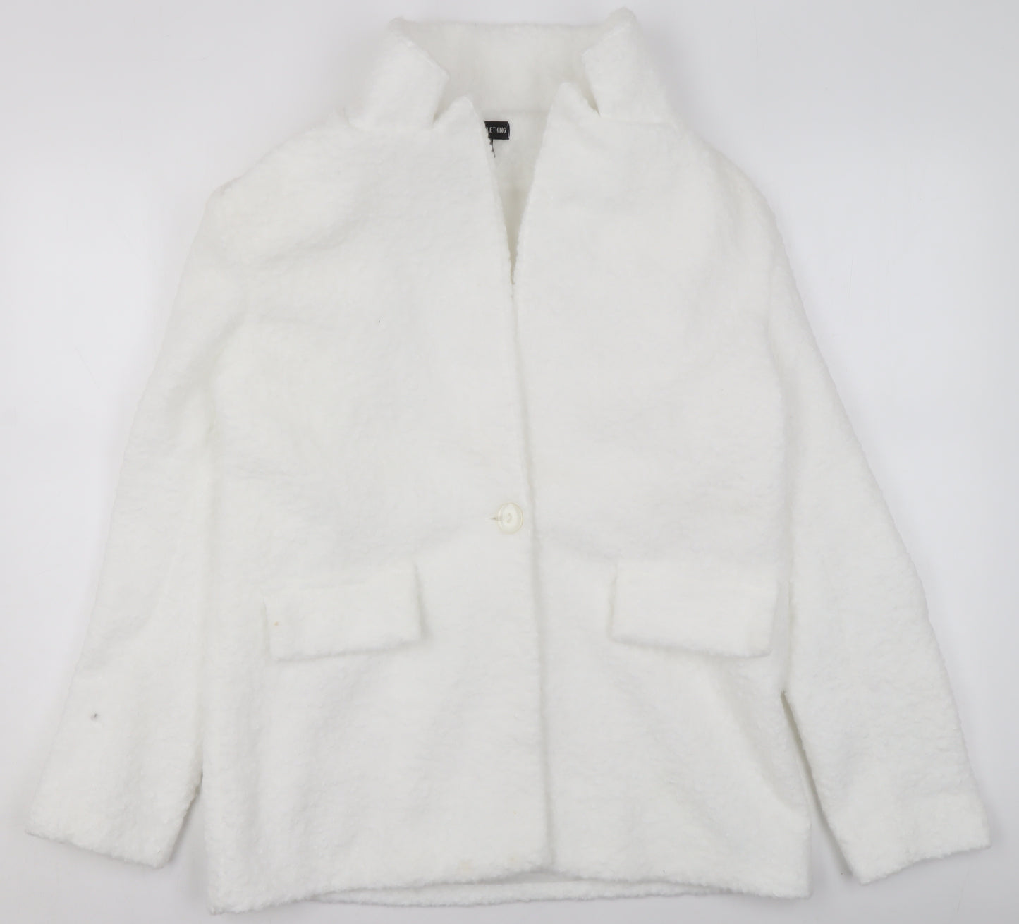 PrettyLittleThing Women’s White Polyester Mid-Length Coat Size 4