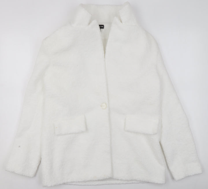 PrettyLittleThing Women’s White Polyester Mid-Length Coat Size 4