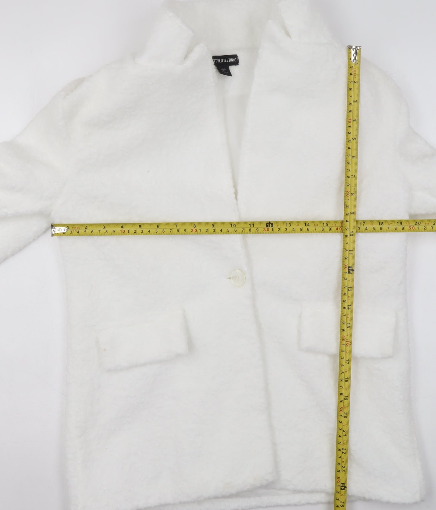 PrettyLittleThing Women’s White Polyester Mid-Length Coat Size 4