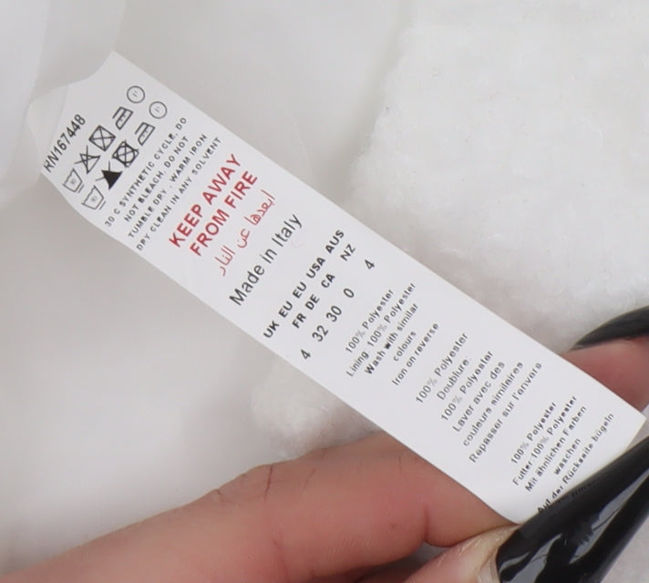 PrettyLittleThing Women’s White Polyester Mid-Length Coat Size 4