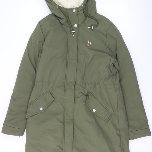 U.S. Polo Assn. Women’s Green Hooded Parka Coat Size 10
