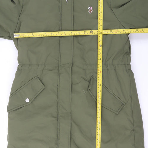 U.S. Polo Assn. Women’s Green Hooded Parka Coat Size 10