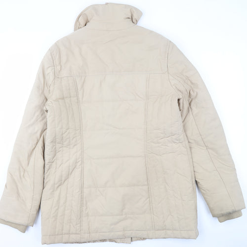 Hobbs Women's Beige Quilted Mid-Length Coat Size 14