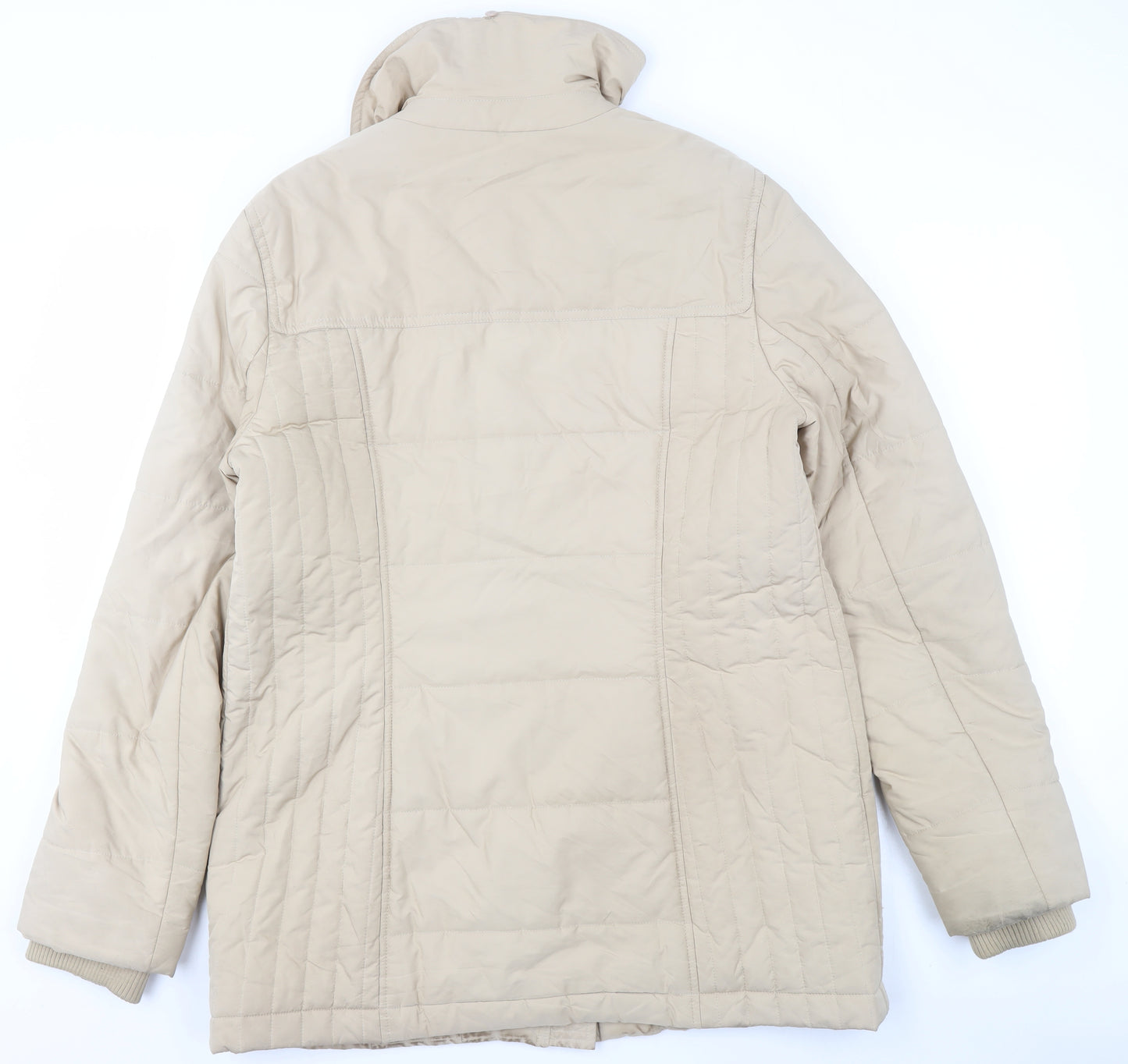 Hobbs Women's Beige Quilted Mid-Length Coat Size 14