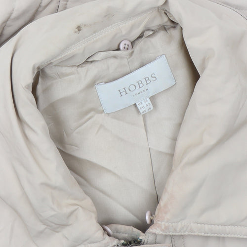 Hobbs Women's Beige Quilted Mid-Length Coat Size 14
