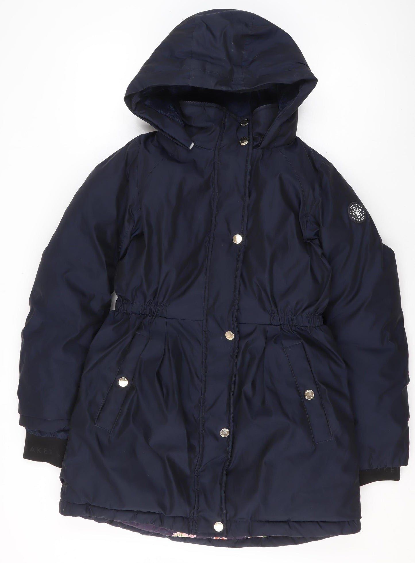 Ted Baker Girls Blue Hooded Puffer Coat Age 12 Years Winter Jacket