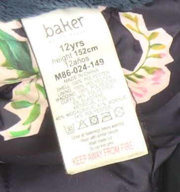 Ted Baker Girls Blue Hooded Puffer Coat Age 12 Years Winter Jacket