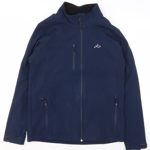Killer Whale Men's Blue Softshell Jacket M Water Resistant Outdoor Zip