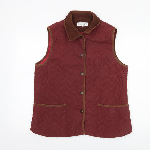 Deluxe Women Red Quilted Polyester Waistcoat 2XL Collared Lined