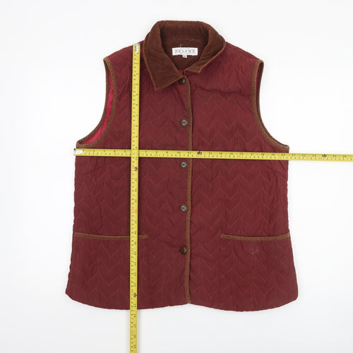 Deluxe Women Red Quilted Polyester Waistcoat 2XL Collared Lined