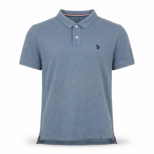 Front view of U.S. Polo Assn. Men's Blue Regular Fit Cotton Polo Shirt, size L